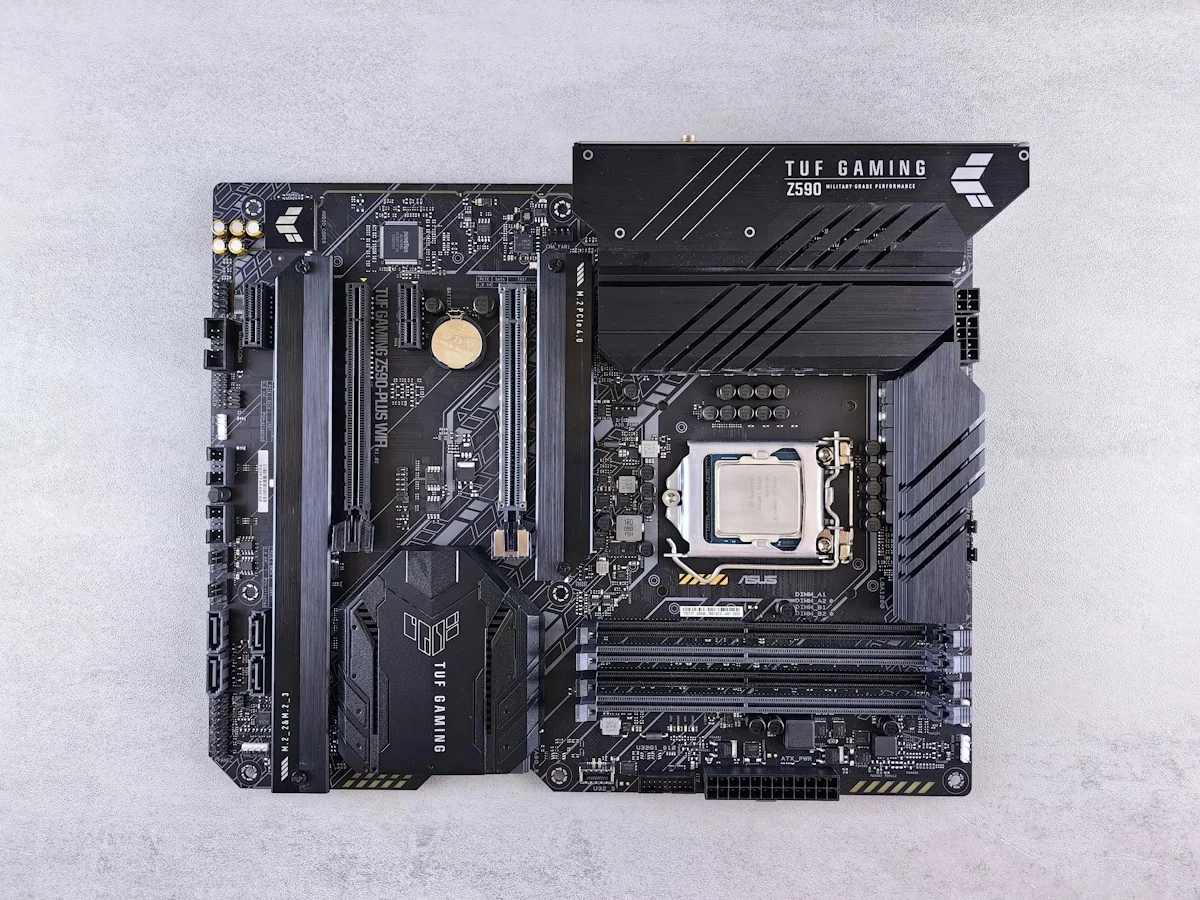 Illustrative computer motherboard and hardware components